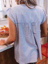 Load image into Gallery viewer, Striped Spot Short Sleeve Women's Blouses with Flowers