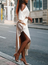 Load image into Gallery viewer, Fashion Sexy Sloping Shoulder Slim Midi Dress