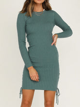 Load image into Gallery viewer, Sexy Solid Color Round Neck Long Sleeve Dress
