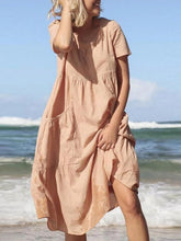 Load image into Gallery viewer, Front Pocket Solid Color Loose Casual Dress