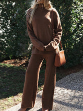 Load image into Gallery viewer, Casual Loose Solid Color Long Sleeve High Neck Two-piece Suit