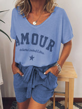 Load image into Gallery viewer, Casual Loose V-Neck Top Shorts Set