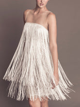 Load image into Gallery viewer, Flowy Transparent Fringed Evening Dress