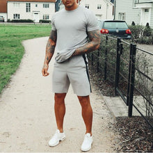 Load image into Gallery viewer, Men'S Casual Grey Round Neck T-Shirt Shorts Suit