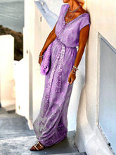 Load image into Gallery viewer, Bohemian V-Neck Maxi Dress