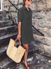 Load image into Gallery viewer, Casual and Comfortable Solid Color Shirt Dress