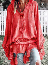 Load image into Gallery viewer, Solid Color Cutout Long Sleeve Casual Blouses Tops