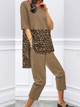 Load image into Gallery viewer, Loose Short Sleeve Casual Leopard Print Two-piece Suit