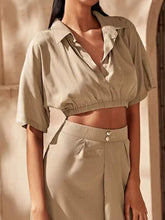 Load image into Gallery viewer, Women's Elegant Lapel Top and High Fork Dress Suits