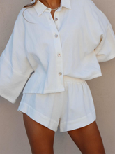Load image into Gallery viewer, Casual Loose Solid Color Mid-sleeved Top and Shorts Two-piece Suit