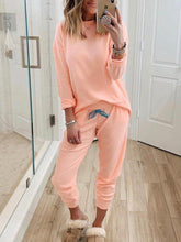 Load image into Gallery viewer, Casual Loose Round Neck Long Sleeve Top Two-piece Suit