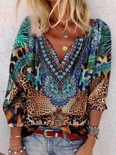 Load image into Gallery viewer, Vintage Bohemian V-Neck Leopard Print Top