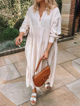 Load image into Gallery viewer, Casual Loose Paneled V Neck Solid Maxi Dress