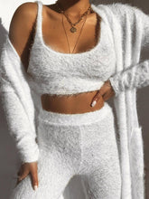 Load image into Gallery viewer, Long Cardigan Tank Top and High Waist Trousers Knitted Three-piece