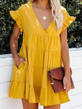 Load image into Gallery viewer, Romantic Casual Loose V Neck Short Sleeve Mini Dress