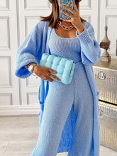 Load image into Gallery viewer, Casual Long Cardigan Vest and Trousers Knitted Three-piece Suit