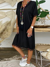 Load image into Gallery viewer, Fashion Lace V-neck Solid Color Dress