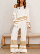 Load image into Gallery viewer, Fashion Casual Round Neck Striped Two-piece Suit