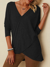Load image into Gallery viewer, Solid Color V-neck Irregular Hem Long Sleeve Blouse