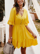 Load image into Gallery viewer, Lace-up Ruffled Casual Dress
