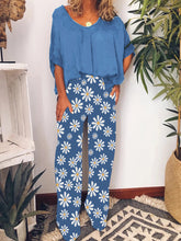 Load image into Gallery viewer, Casual Loose Floral Pants Top Suit