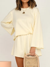 Load image into Gallery viewer, Casual Loose Solid Color Round Neck Long Sleeve Two-piece Suit