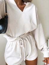 Load image into Gallery viewer, Casual Loose Solid Color V-neck Long Sleeve Two-piece Suit