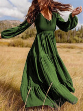 Load image into Gallery viewer, Solid Color V-neck Long Sleeve Loose Dress