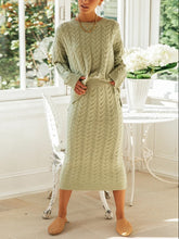 Load image into Gallery viewer, Simple Casual Loose Round Neck Long Sleeved Shirt Skirt Knit Suit