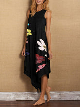 Load image into Gallery viewer, Casual Loose Round Neck Short Sleeve Irregular Romantic Floral Dress