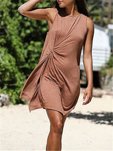 Load image into Gallery viewer, Design Sleeveless Slim Pleated Round Neck Casual Dress