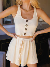 Load image into Gallery viewer, Short Vest with Button Decoration Loose Shorts Suit