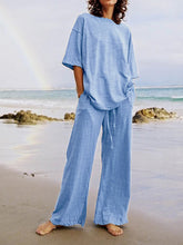 Load image into Gallery viewer, Simple Casual Round Neck Top Pants Suit