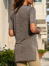 Load image into Gallery viewer, Casual Pure Color V-Neck Short Sleeve T-Shirts with Split Hem