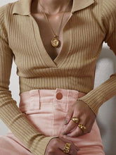 Load image into Gallery viewer, Long-sleeved Slim-fit Deep V-neck Knitted Sweater