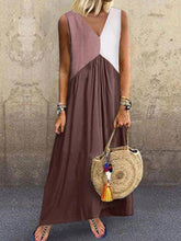 Load image into Gallery viewer, Tricolor Stitching Round Neck Casual Dress