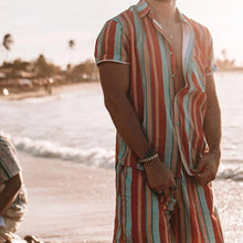 Load image into Gallery viewer, Men Casual Stripes Two-Piece Suit