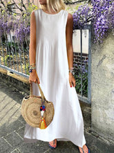 Load image into Gallery viewer, Round Neck Sleeveless Solid Color Vest Dress