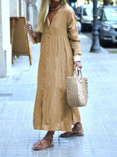 Load image into Gallery viewer, Retro Long Sleeve Loose High Waist Button Casual Dress
