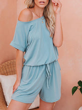 Load image into Gallery viewer, Casual Solid Color Long Sleeve Round Neck Shirt Shorts Two-piece Suit