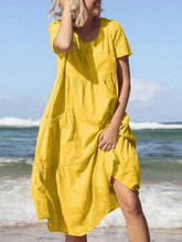 Load image into Gallery viewer, Front Pocket Solid Color Loose Casual Dress