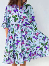 Load image into Gallery viewer, Holiday Round Neck Butterfly Print Dress