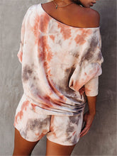 Load image into Gallery viewer, Round neck tie-dye short sleeve suit
