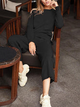 Load image into Gallery viewer, Casual Loose Solid Color Shirt Trousers Knitted Two-piece Suit