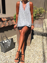 Load image into Gallery viewer, V-Neck Solid Color Sleeveless T-Shirt