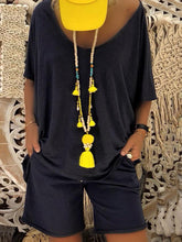 Load image into Gallery viewer, Two-piece Suit with Wings Printed on The Back of Casual Round Neck