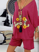 Load image into Gallery viewer, V-neck Print Top Shorts Casual Suit