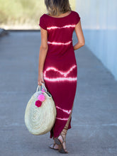 Load image into Gallery viewer, Short Sleeve Round Neck Tie-dye Casual Maxi Dress