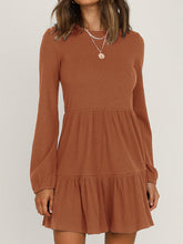Load image into Gallery viewer, Long Sleeve Solid Color High Waist Casual Mini Dress
