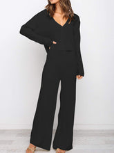 Load image into Gallery viewer, Casual Loose Solid Color Long Sleeve V-neck Two-piece Suit